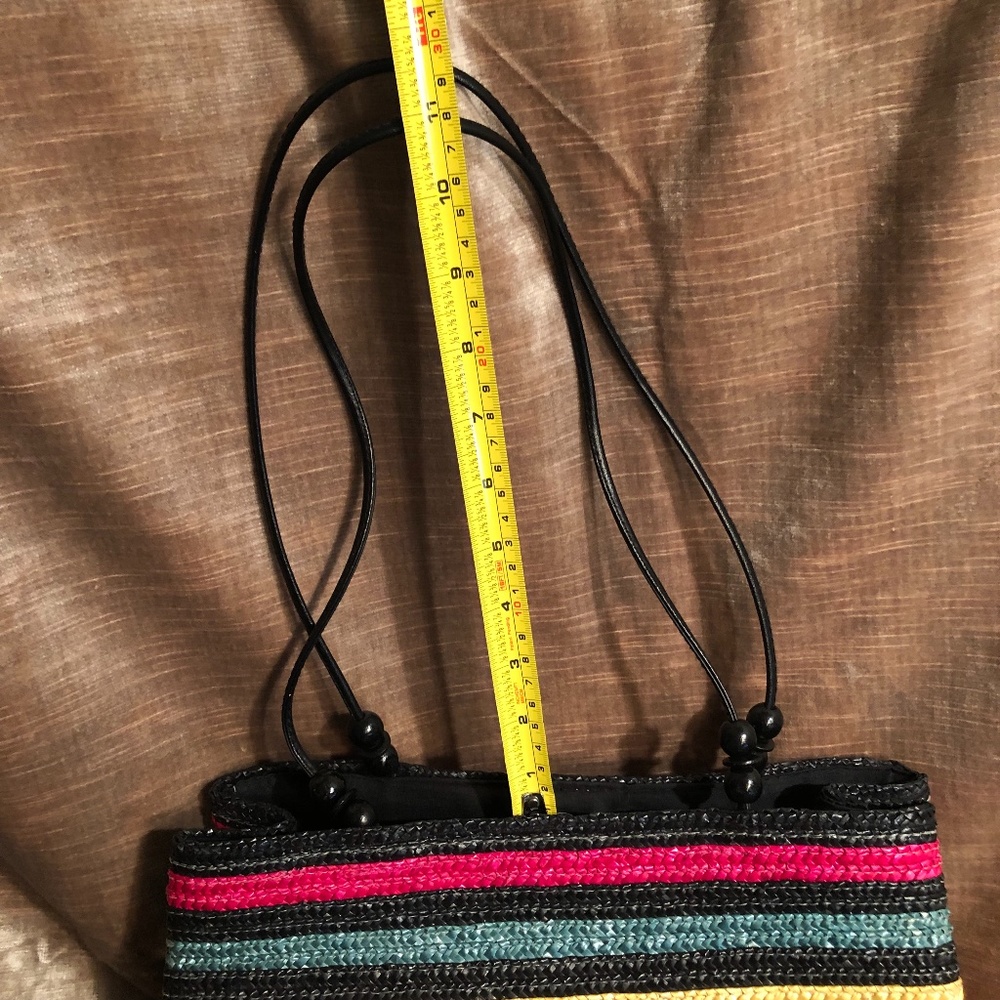 Tropical Rainbow Stripe Wheat Straw Purse - Picture 12 of 13